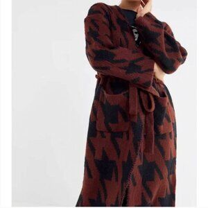 Moon River Long Cardigan in Brown and Black Plush